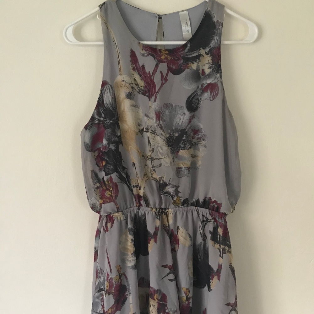 Flowy Lavender Floral Romper Open Back L